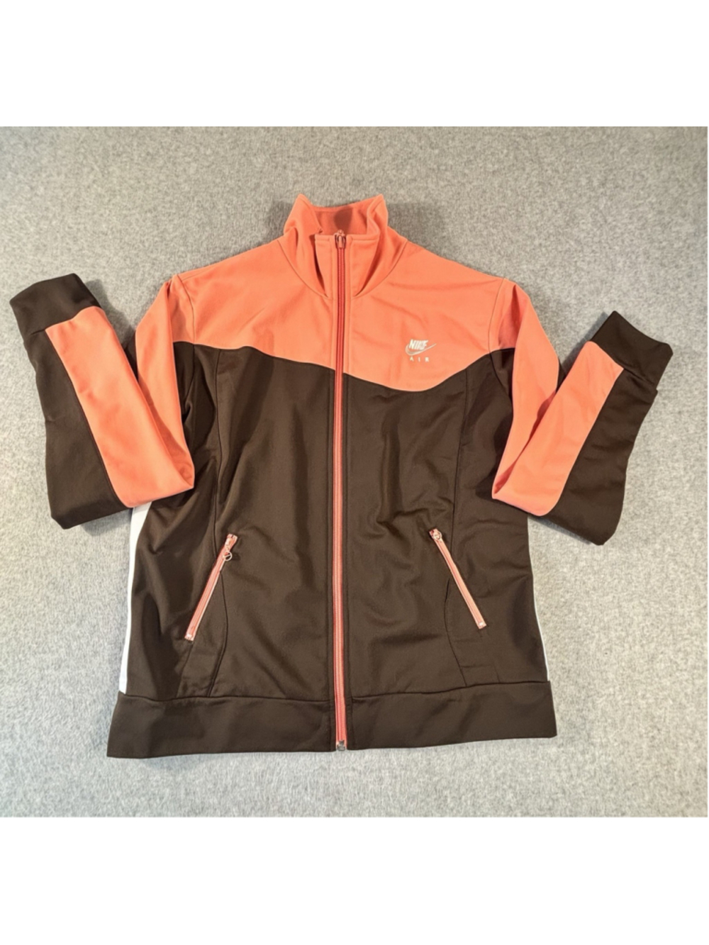 Vintage Y2K Nike Air Womens Size L Brown Coral Orange Track Jacket Full Zip